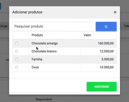 adicionar produtos meets