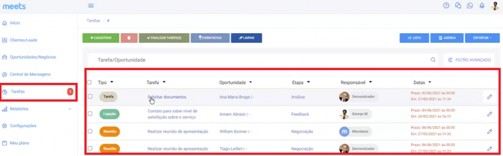 como criar uma atividade Meets