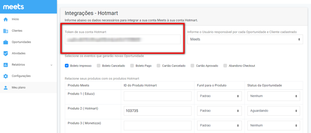 Como integrar com o Hotmart meets