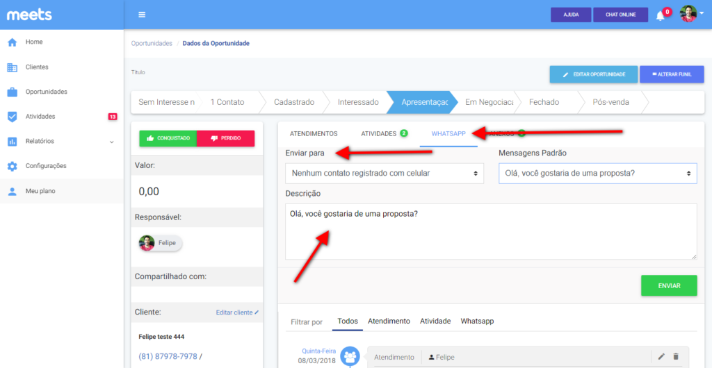 Como integrar com o Whatsapp Web Meets