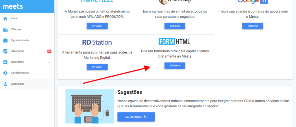 criar um formulário meets