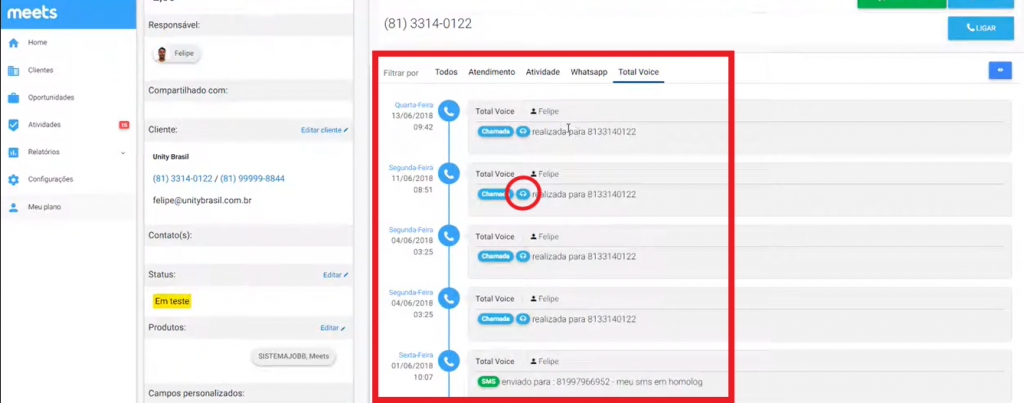 integrar com o Totalvoice meets