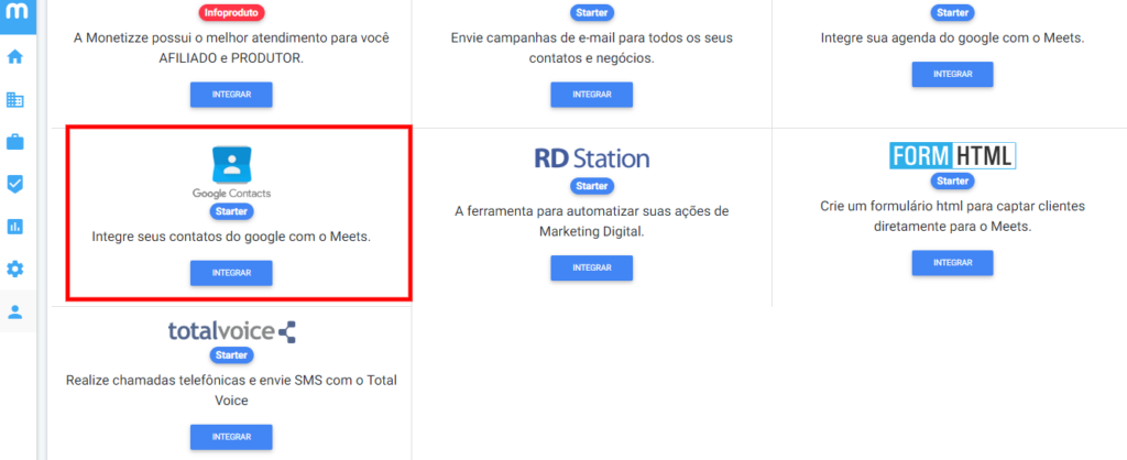 Como integrar com o Google Contatos meets