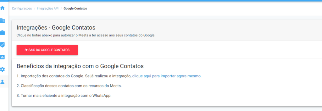 Como integrar com o Google Contatos meets