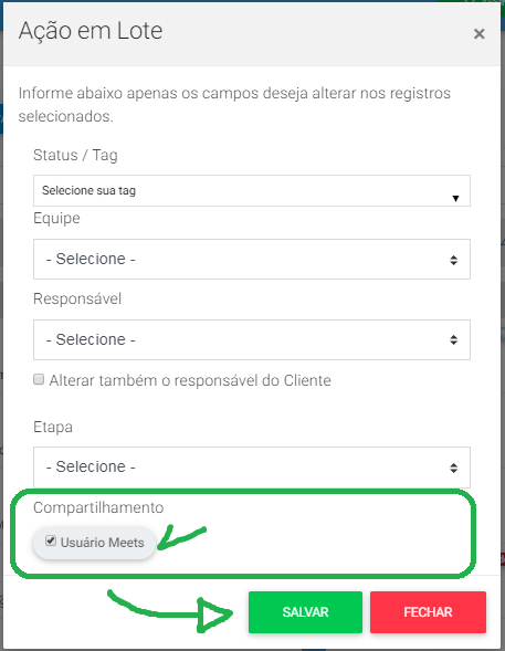 compartilhar várias oportunidades meets