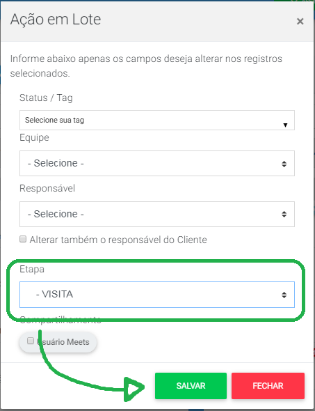alterar vários registros meets
