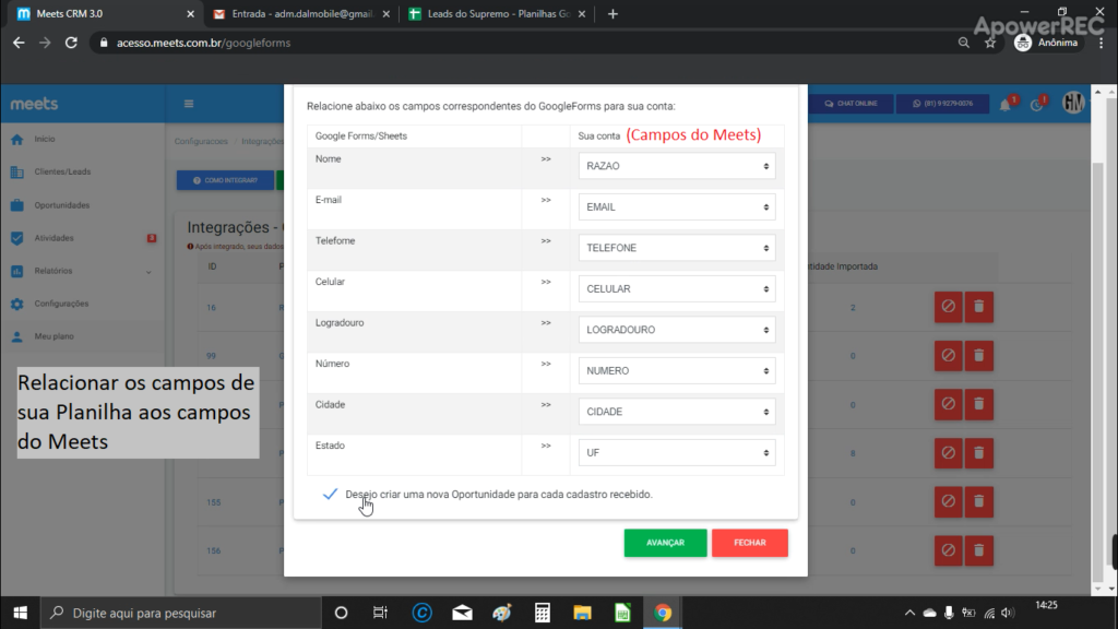 integrar Google Forms meets