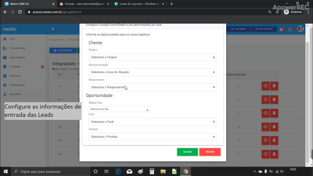 integrar Google Forms meets