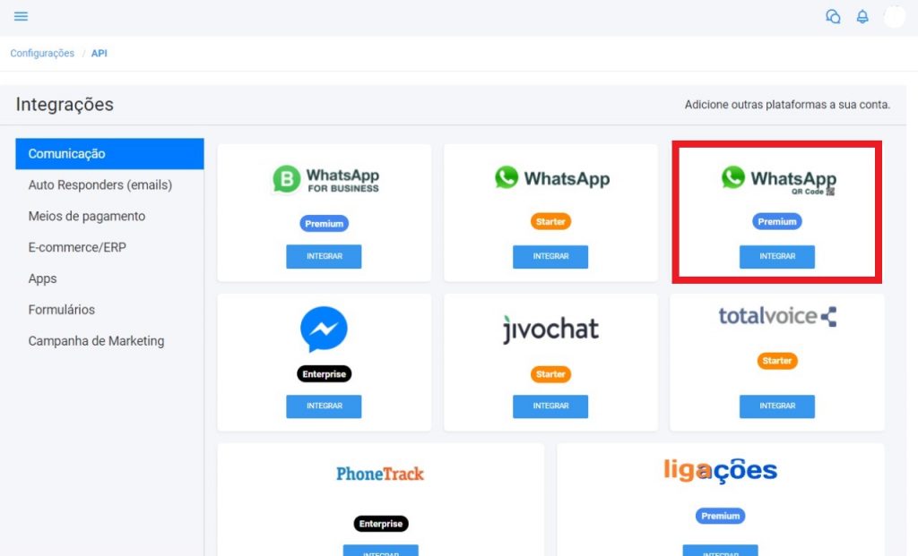 Whatsapp QR Code integrado ao Meets
